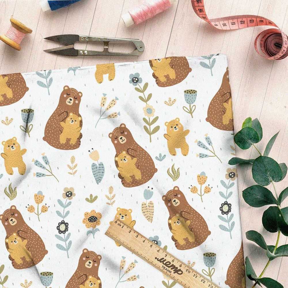 Ткань флис медведи и медвежата