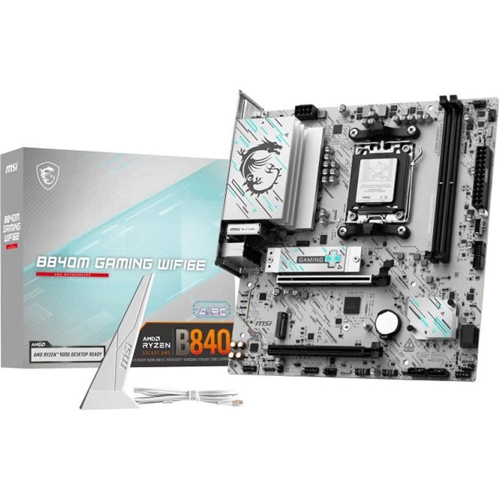 Материнская плата MSI B840M GAMING WIFI6E (AM5/AMD B840/4xDDR5/2xPCI-Ex16/2xM.2/SB/Wi-Fi/BT/GLAN/DisplayPort/HDMI/mATX)