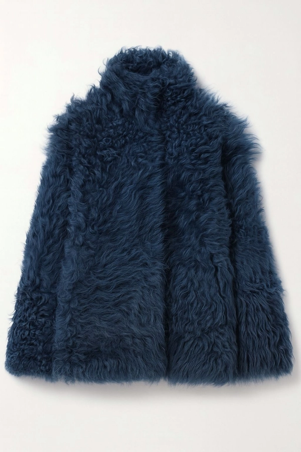 Дубленка двусторонняя синяя