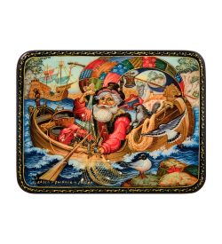 Народные промыслы ШК-19/44 Шкатулка в технике декупаж «Сказка о рыбаке и рыбки» (10х8х3,5)