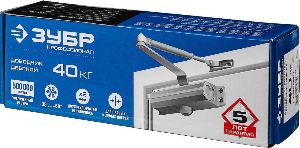 ЗУБР до 40 кг, цвет серебро, дверной доводчик (37910-50)