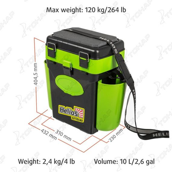 Ящик зимний Helios "FishBox" (10л) зеленый