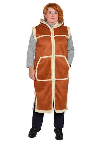 Жилет удлиненный из экозамши Рыжик