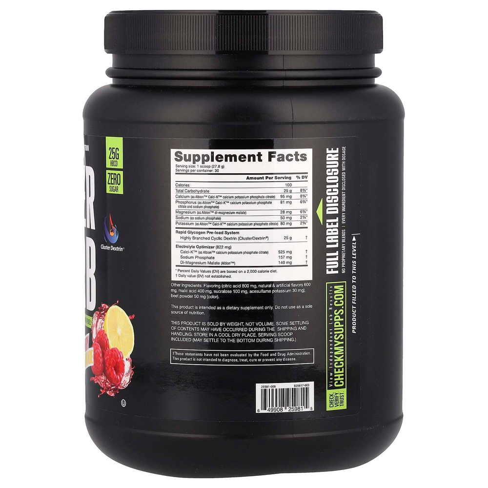 NutraBio, Super Carb, со вкусом малинового лимонада, 834 г (1,8 фунта)