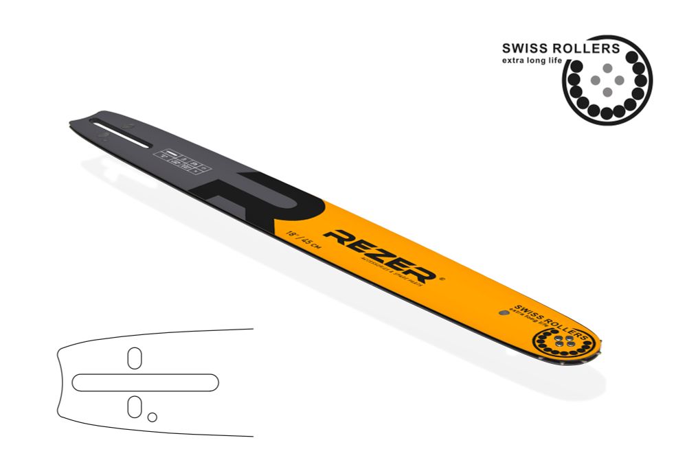 Длина шины, см: 45 (18”) Ширина паза, мм: 1,5 (0,058”) Шаг цепи, мм: 8,25 (0,325”)