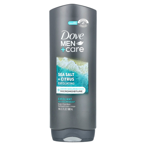 Dove, Men + Care, гель для душа и тела, морская соль и цитрус, 532 мл (18 жидк. унц.)