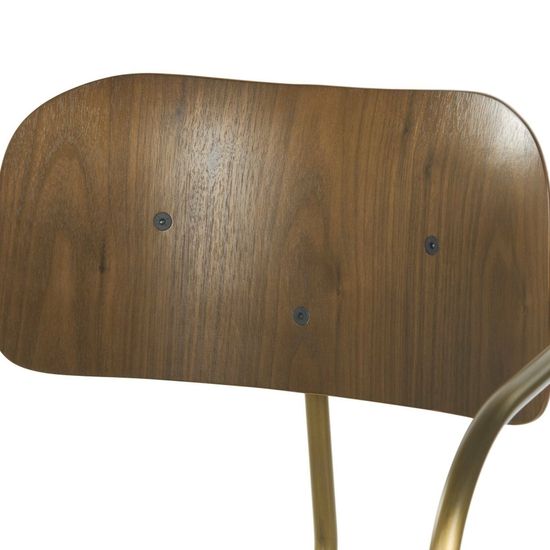 Обеденный стул Gloster металлический каркас, серая ткань и деревянная спинка