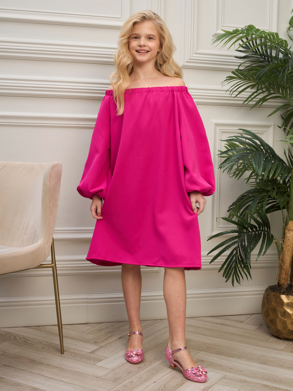 Платье нарядное для девочки фуксия