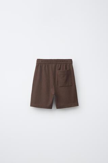 ZARA ШОРТЫ ИЗ РЕЛЬЕФНОЙ ТКАНИ В СЕЛЬСКОМ СТИЛЕ, ШОКОЛАДНЫЙ