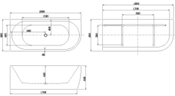 Акриловая ванна Aquanet Family Elegant A 180x80 3805-N-GW