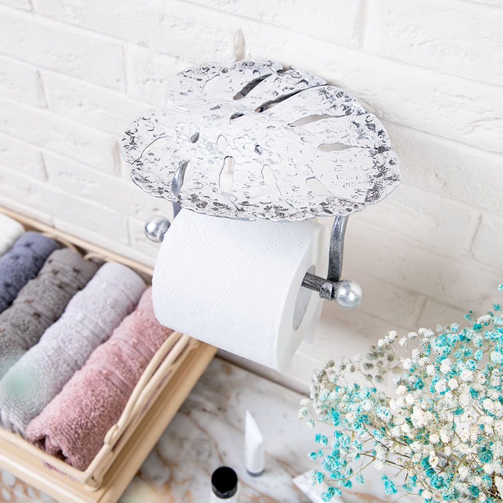 Держатель для туалетной бумаги Monstera Deliciosa (Монстера) Античное серебро