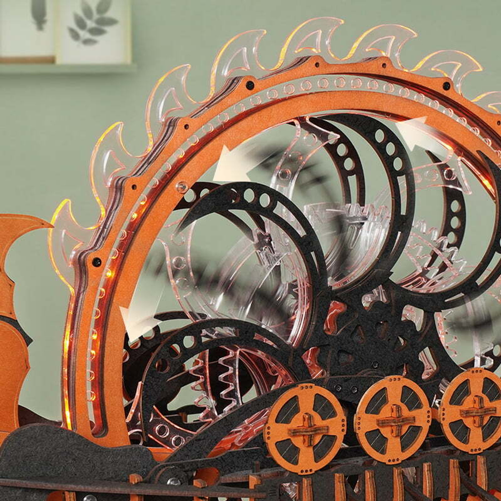 Деревянный механический конструктор Корабль Викингов Дракон LK802 с подсветкой (ROKR)