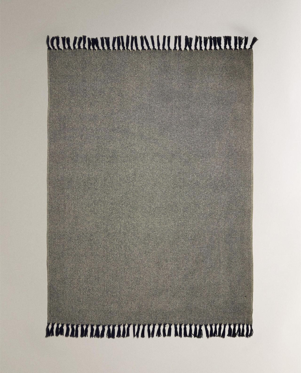 Zara Home - Плед с бахромой, синий, 140x190 см