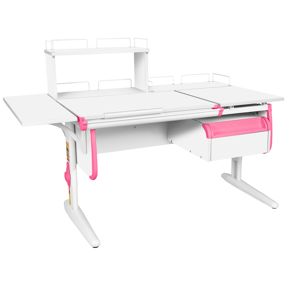 Растущая парта с навесной тумбой, задними и боковой полками Дэми СУТ 25-05-Б1Д1 (1500×880 мм)