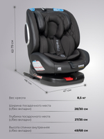 Автокресло детское ISOFIX YB102A NEW (Чёрный/экокожа Black/Black PU)