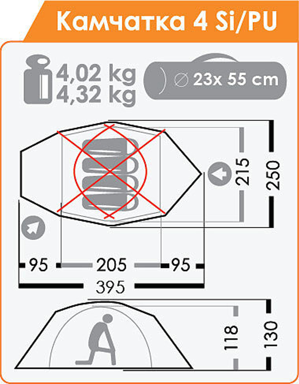 ЭКСТРЕМАЛЬНАЯ ПАЛАТКА NORMAL КАМЧАТКА 4 SI/PU