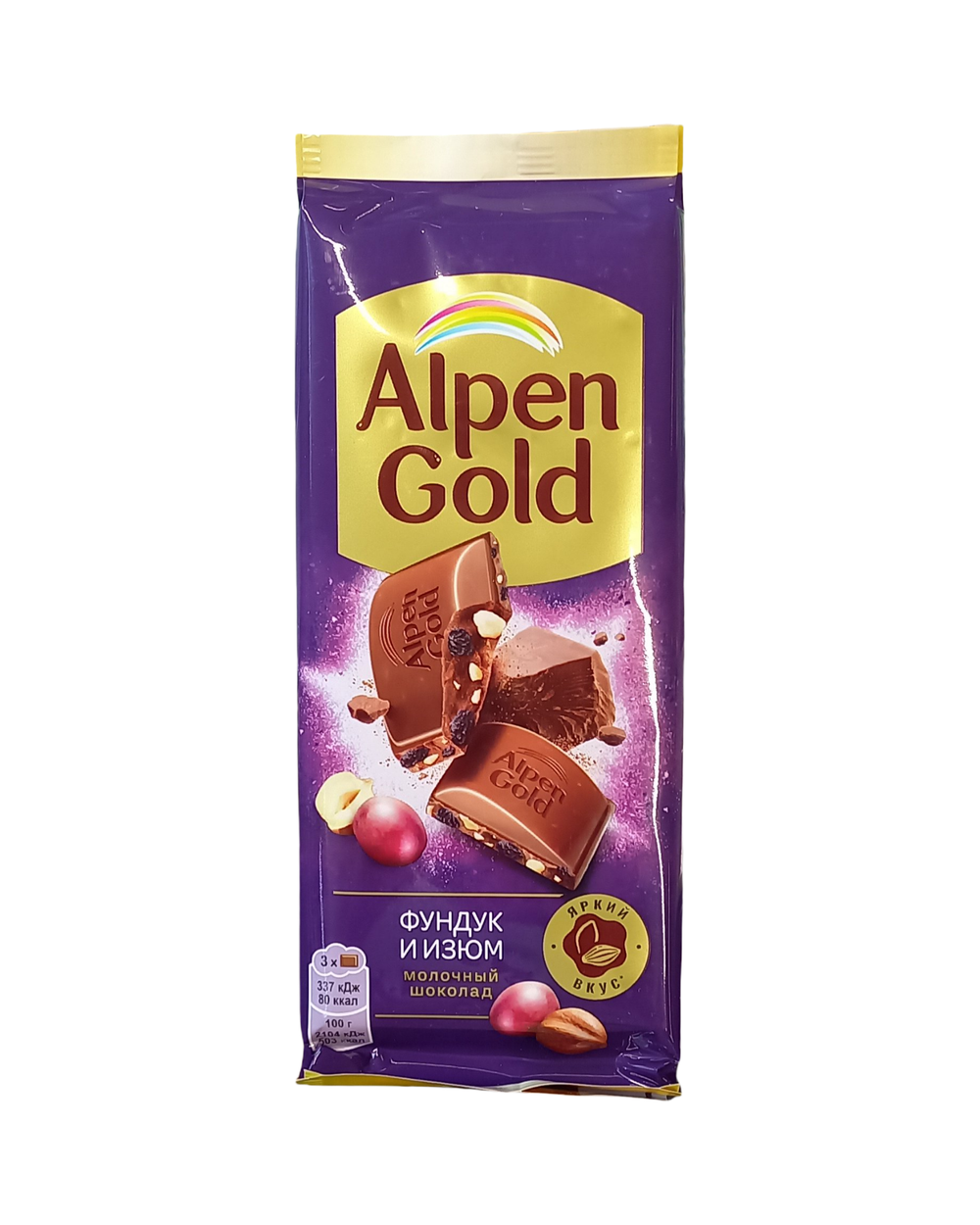 Шоколад "Alpen Gold" фундук и изюм 85г*21