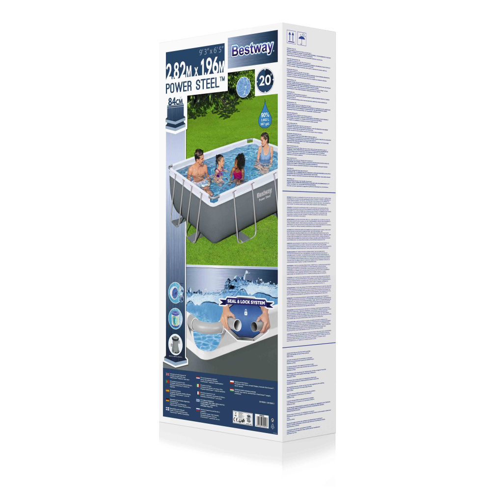 Каркасный прямоугольный бассейн Bestway 282х196х84 см + фильтр-насос 1249 л/ч (56629 BW)