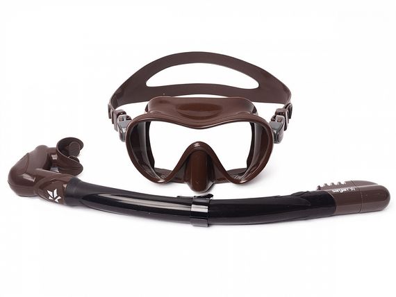 Набор маска+трубка Sargan Агидель коричневый/черный