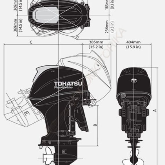 Лодочный мотор Tohatsu MFS50A ETL 50 л.с. четырехтактный