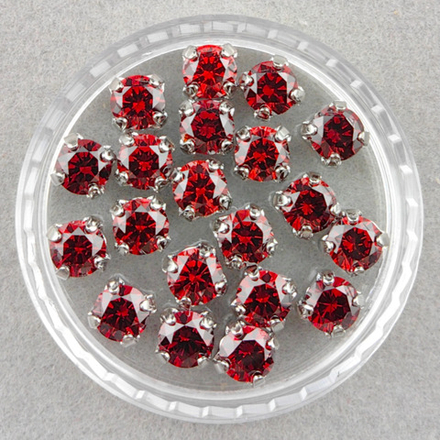 Фианиты шатоны в оправах, Garnet/Rhodium