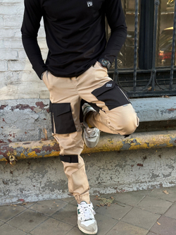 Джоггеры НПОГП Тактик 2 Бежевый / Чёрный рип-стоп