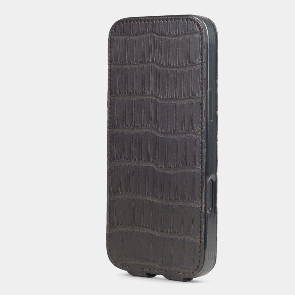 Чехол iPhone 16 Pro Max натуральная кожа аллигатора, коричневого цвета