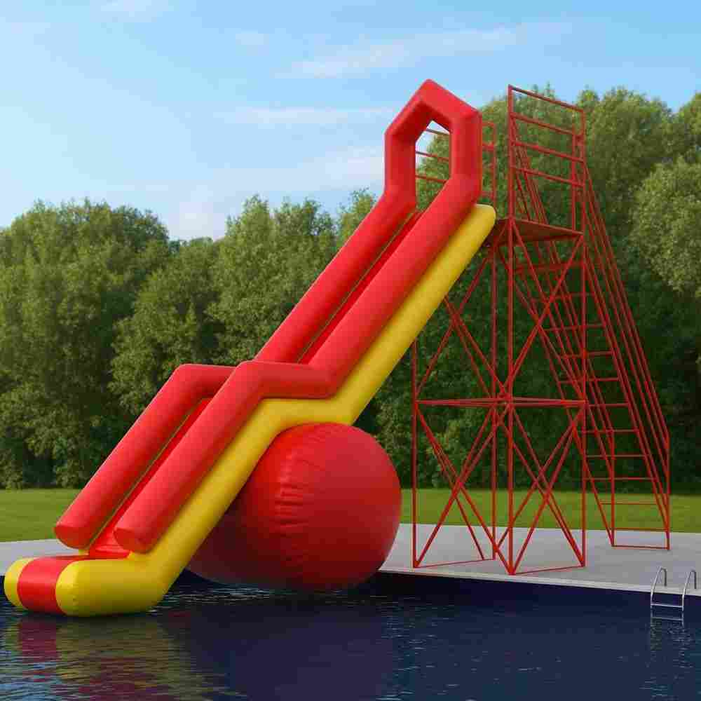 Надувная водная горка для вышки (опоры) «Стрела PRO» с одной ступенью 13*2.5*5 м
