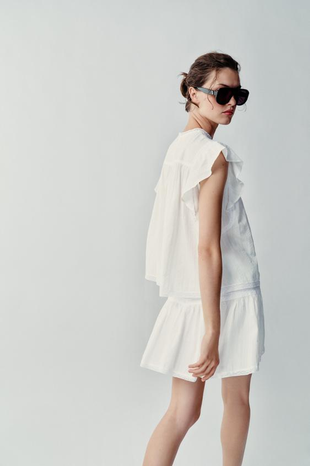 ZARA РОМАНТИЧНЫЙ ТОП С КРУЖЕВОМ, ЭКРЮ