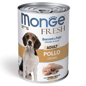 Влажный корм Monge Dog Fresh Chunks in Loaf для взрослых собак, мясной рулет из курицы, консервы 400 г