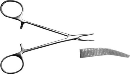 ТМ-З-121 Зажим микроартериальный, изогнутый, Москит, 127 мм (блестящие)