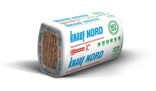 Утеплитель KNAUFINSULATION ТеплоKNAUF NORD TS 033 Aquastatik 50x600x1250мм 0,450 м3/9м2