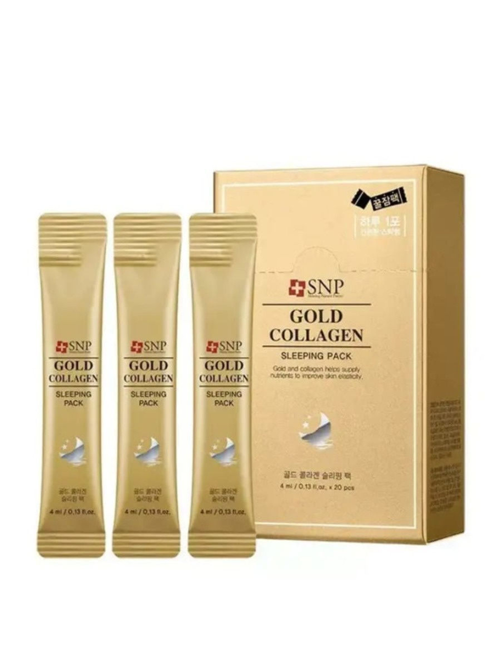 Маска ночная SNP Gold Collagen Sleeping Pack Золото и коллаген 20 шт.