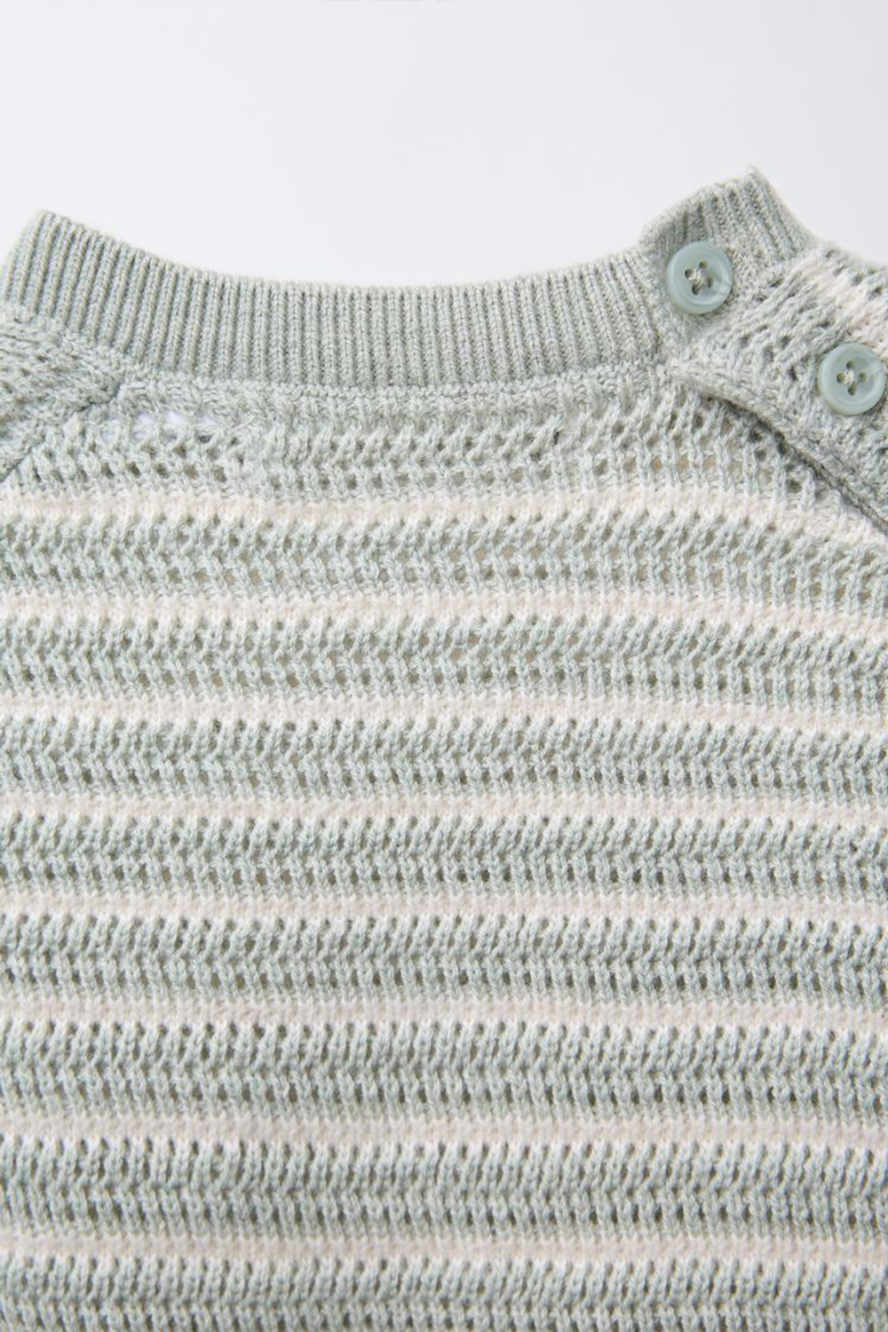 ZARA ТРИКОТАЖНЫЙ ТОП В ПОЛОСКУ С КОРОТКИМИ РУКАВАМИ, ЭКРЮ