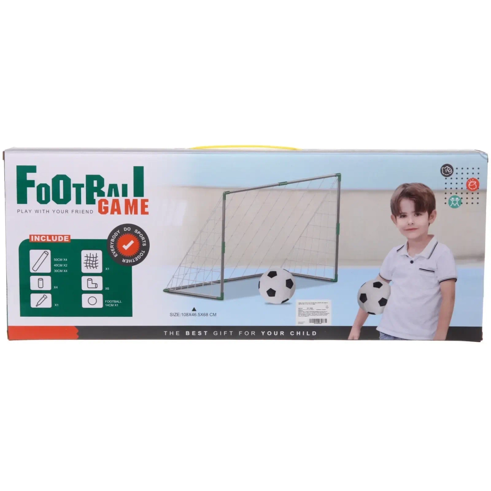 Набор тренировочный для футбола ZG270-228: ворота 108*46,5*68 см, мяч 14 см, насос