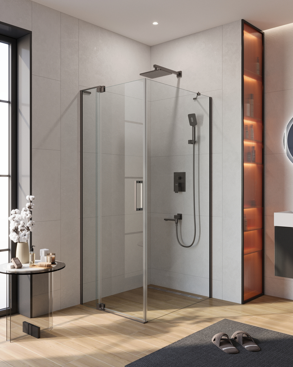 Душевой уголок CEZARES SLIDER-AH-1-90-80/90-C-GM