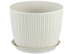 Кашпо Вязание D135мм с поддоном 1,1л (Белый ротанг)