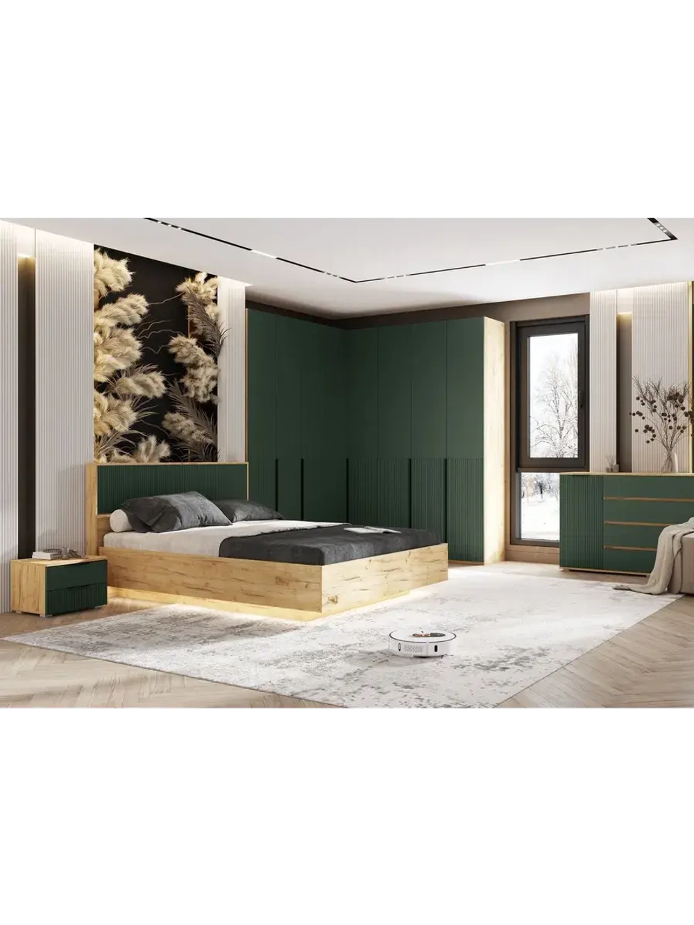 Кровать двухспальная 160х200 Марвэл Браш Мени Грин