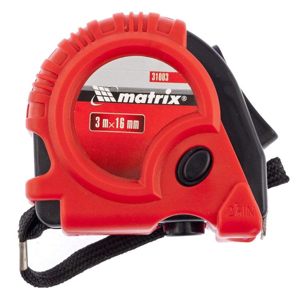 Рулетка 3 м х 16 мм, Rubber, обрезиненный корпус Matrix, 31003