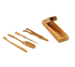 300001 Набор чайных инструментов  складной, 4 предмета + подставка,  бамбук