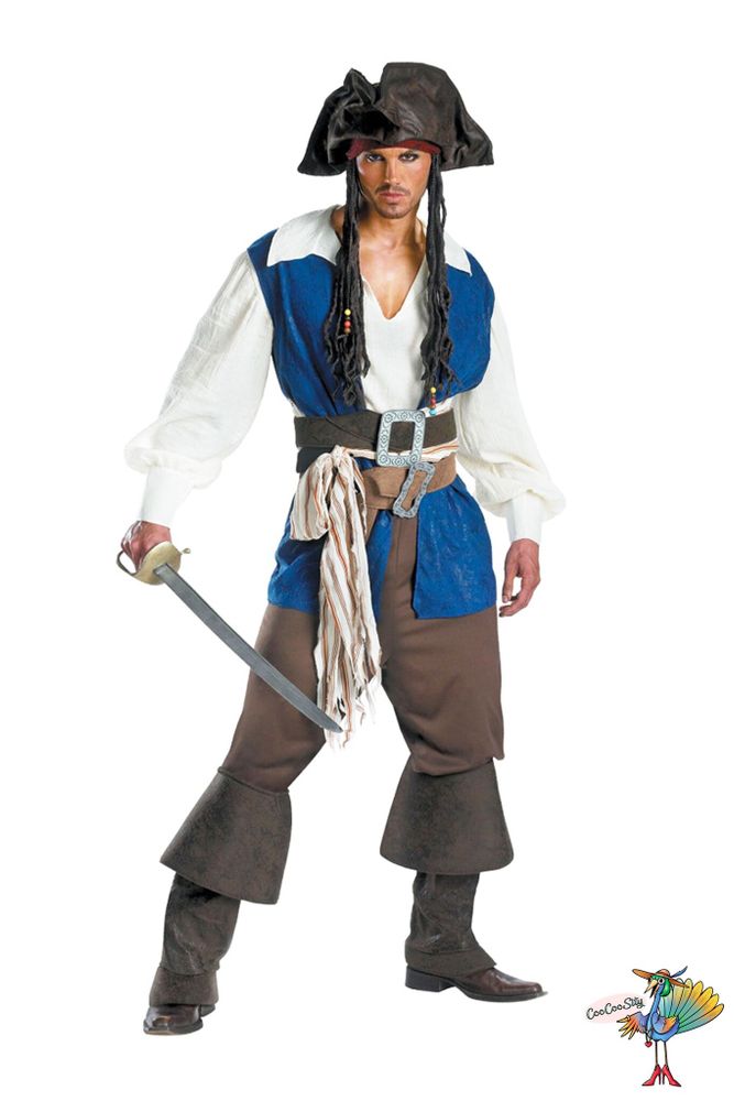 Костюм Пиратского Капитана (рубашка, штаны, жилет, 2 пояса, повязка на пояс, имитация сапог) р-р XL