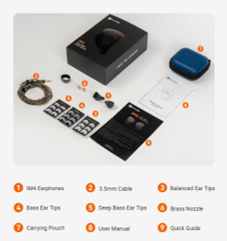 Наушники проводные Fosi Audio IM4 Obsidian, без микрофона, внутриканальные, 3.5 мм, черные