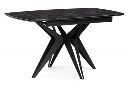 Стол стеклянный Woodville Риполь 140(180)х80 черный мрамор, черный, ножки черные