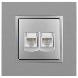 Розетка ЭРА Elegance 14-3108-03 информационная двойная 2хRJ45 IP20 алюминий | Elegance Алюминий