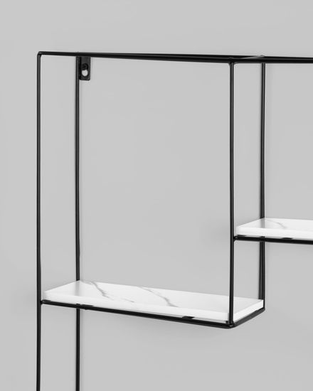 Полка Square черная белый мрамор