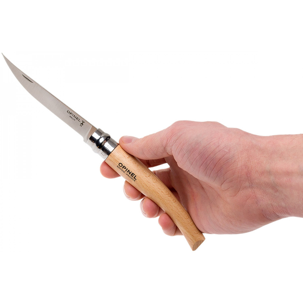 Нож филейный Opinel №10, нержавеющая сталь, рукоять бук