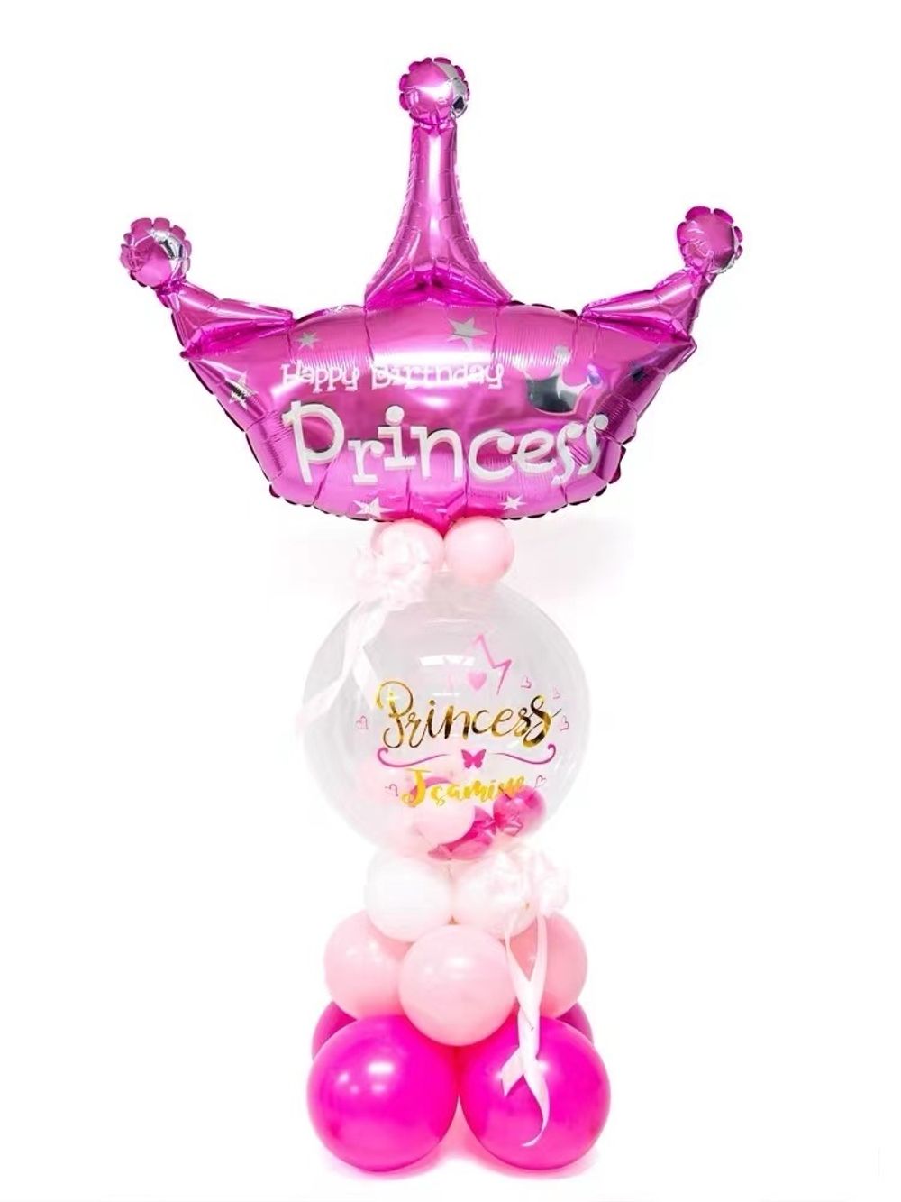 Шар (37"/94 см) Фигура, Корона, С ДР Принцесса, Розовый 1 шт.