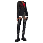 RICK OWENS/RO Top Grain Cow Leather Over the knee Boots 5cm Women"s Black