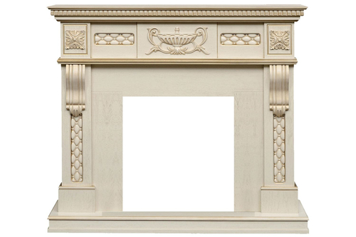 Каминокомплект Corsica - Слоновая кость с патиной (Ширина 1100) с очагом Atherton