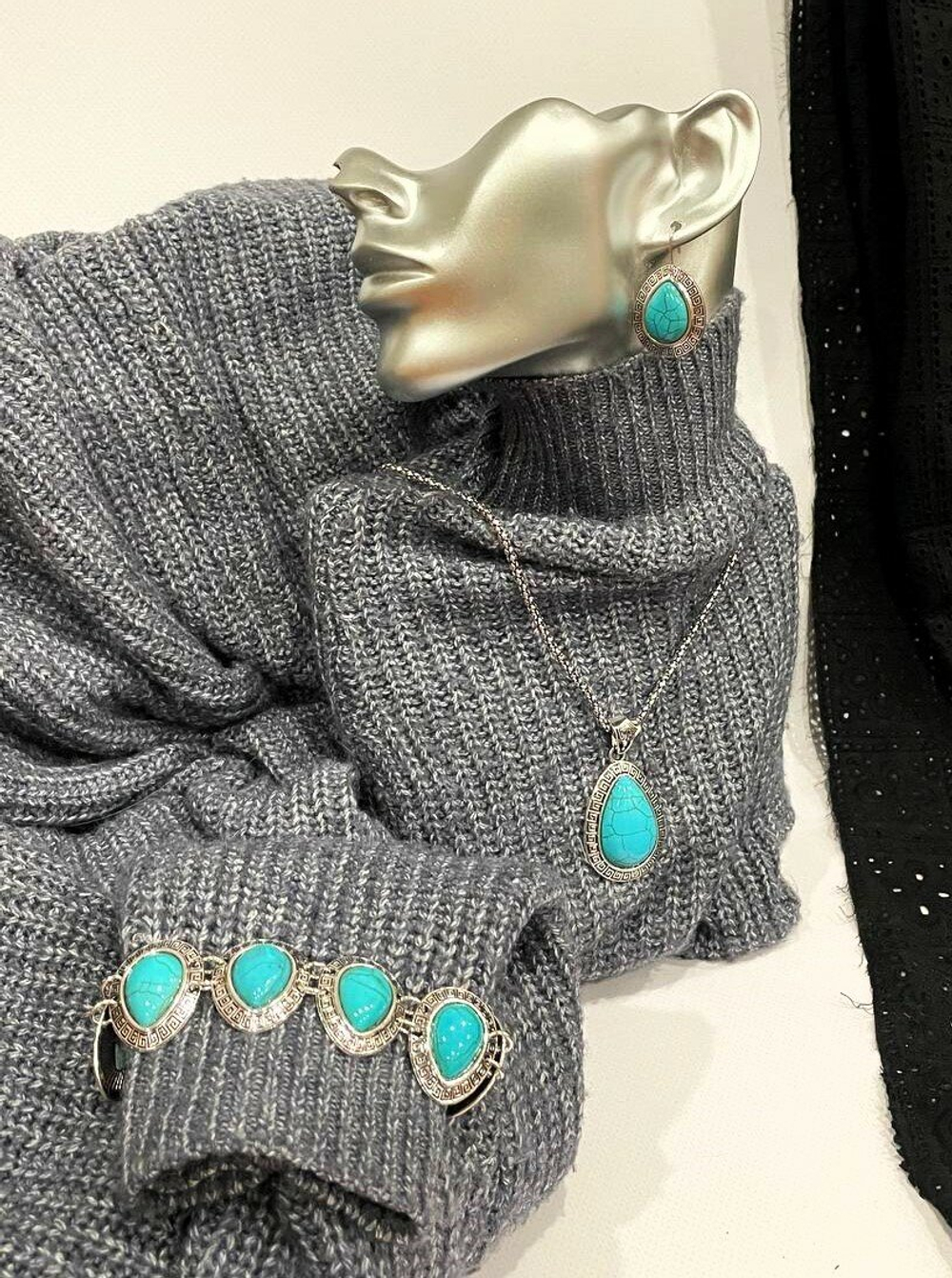 Комплект бижутерии "Бирюза" - Форма "Капля"